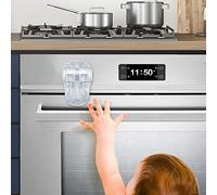 EUDEMON Cerradura de la puerta del horno segura para niños, cerradura frontal del horno resistente al calor, fácil de instalar, use adhesivo 3M, sin tornillos ni brocas (Blanco transparente)