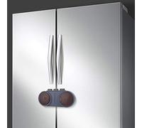 EUDEMON Cerradura de puerta de refrigerador francés, cerradura de refrigerador segura para niños, para refrigeradores o gabinetes de puertas dobles o múltiples, fácil de instalar (Azul)