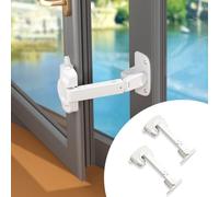 EUDEMON Cerradura de seguridad para ventanas para bebés, limitador de ventanas a prueba de niños, pestillo de cerradura ajustable para marcos de ventanas de aluminio y madera (Blanco, 2 Piezas)