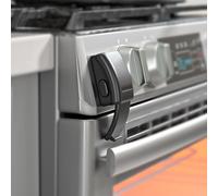 EUDEMON Cerradura frontal del horno actualizada, cerradura de la puerta del horno segura para niños, sin herramientas ni agujeros perforados (Negro, 2 Piezas)
