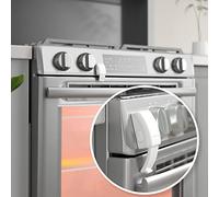 EUDEMON Cerradura frontal del horno actualizada, cerradura de la puerta del horno segura para niños, sin herramientas ni agujeros perforados (Blanco, 1 Piezas)