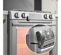 EUDEMON Cerradura frontal del horno actualizada, cerradura de la puerta del horno segura para niños, sin herramientas ni agujeros perforados (Negro, 1 Piezas)