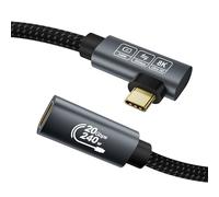 EUDOBEL 20Gbps Alargador USB C 1m, (USBC 3.2 Gen 2x2, Video 8K@30Hz, 4K@60Hz/144Hz, PD3.1 240W, Ángulo de 90 grados) Alargador tipo C de datos para Thunderbolt 4, iPhone 17/16, Hub, Docking Station