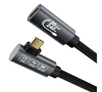 EUDOBEL 240W Cable Alargador USB C 0,5m (USBC 3.2 Gen 2×2 20Gbps, Ángulo de 90 grados) Video 8K@30Hz, 4K@144 Hz/60Hz Alargador USB C macho hembra para Thunderbolt 4, MacBook, Hub, Docking Station
