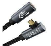 EUDOBEL 4K Alargador USB C 3m (Extensión USB Tipo C 3.2 20Gbps, PD 3.1 240W 5A, Ángulo de 90 grados) Video 8K@60Hz USB C Extension Cable para Thunderbolt 4, PSVR2, iPhone 17/16, iPad, MacBook, Switch