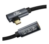 EUDOBEL 8K Cable Alargador USB C 2m (USBC 3.2 20Gbps, PD3.1 240W 48V/5A, Ángulo de 90 grados) Video 4K@144 Hz/60Hz Cable Extension USB C para Thunderbolt 4, PSVR2, iPad, MacBook, iPhone 17/16, Switch