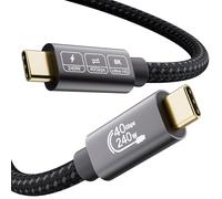 EUDOBEL Cable USB 4 con Cable Thunderbolt 4,HDR 8K@60Hz 4K@144Hz Cable USB C Vídeo,Carga rápida 240W 5A,40Gbps Cable Thunderbolt 3 0,5m para iPhone16/15,PSSD,MacBook, Galaxy S24,Dockings,Hub,eGPU