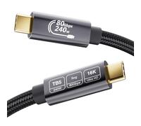 EUDOBEL USB 4 V2.0 80Gbps Cable Thunderbolt 5 0.5m,Ancho de banda unidireccional hasta 120Gbps,Soporta 240W,Video 16K@30Hz 8K@60Hz,12-bit de profundidad de color para Thunderbolt 4,USB 4,SSD,eGPU
