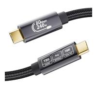 EUDOBEL USB C 80Gbps Cable Thunderbolt 5 2m,Ancho de banda unidireccional hasta 120Gbps,Soporta 240W,Video 16K@30Hz 8K@60Hz,12-bit de profundidad de color para Thunderbolt 4,USB 4,SSD,eGPU,Laptop
