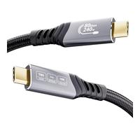 EUDOBEL USB C Cable Thunderbolt 5 80Gbps 3m, 120Gbps de ancho de banda de vídeo, PD 3.1 240W, vídeo 16K@30Hz 8K@60Hz, 12-bit de profundidad de color Compatible con Thunderbolt 4, USB 4, SSD, eGPU