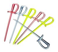 EudoER - Palillos de espada de plástico de 8.35 cm, palillos de dientes para alimentos, tenedor de frutas, palillos de cóctel, multicolor, 100 unidades