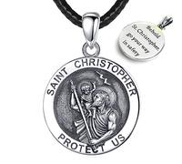 EUDORA Colgante de San Cristóbal para Mujer y Hombre Colgante Religioso Saint Christopher, Collar de Santo Patrono Protector Viajeros, Collar Plata de Ley 925 Regalos Originales para Mujer Hombre, 24"