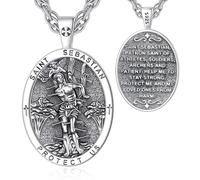 EUDORA Collar de plata de ley 925 con colgante de crucifijo de San Benito, San Miguel, San Cristóbal, Arcángel, Rafael Gabriel, Metatron, Virgen María, San José, San Antonio, Crucifijo con versículo