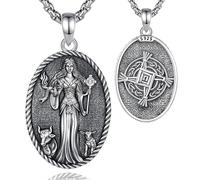 EUDORA Collar de plata de ley 925 con colgante de diosa Hécate, moneda de Atenea, Perséfone, Nyx, diosa de la triple luna, diosa celta, rueda de Hécate, collar de llave para mujer, amuleto, regalos