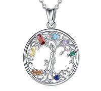 EUDORA Collar Madre Arbol Con un Niño Colgante Arbol de La Vida de Plata de Ley 925, Collares para Mujer Mama Hija Arbol de La Vida Circonita Joyería, Original para Mujer Mama Hija Esposa, 45CM