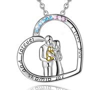 EUDORA Collar Mamá Hija Colgante Madre Padre e Hijo Plata de ley 925, Joyería de Amor Materno Regalo Día de la Madre, Regalos Mamá Hija Madrastra Esposa, 18"