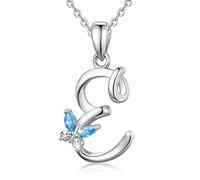 EUDORA Collar Mariposa Mujer Colgantes Iniciales Letras E Plata de ley 925 26 Alfabeto Inicial Nombre Cadena Collar con Zirconia Cúbico, Regalos Originales para Mujer Hermana Madre Abuela, 45,7cm