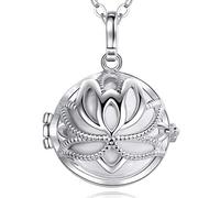 EUDORA Harmony Ball Bisutería Mujer Llamador de Angeles, Loto Sagrado Cadena Colgantes Joyería para Mujer Niña de Circonia Regalos Originales Carillón Música Cadena con Collar, 76,2cm
