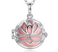 EUDORA Harmony Ball Bisutería Mujer Llamador de Angeles, Loto Sagrado Cadena Colgantes Joyería para Mujer Niña de Circonia Regalos Originales Carillón Música Cadena con Collar, 76,2cm