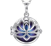 EUDORA Harmony Ball Bisutería Mujer Llamador de Angeles, Loto Sagrado Cadena Colgantes Joyería para Mujer Niña de Circonia Regalos Originales Carillón Música Cadena con Collar, 76,2cm