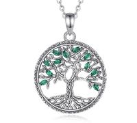EUDORA Harmony Ball Colgante Árbol de La Vida y CZ Plata de Ley 925 Collar de Nudo Celta Árbol de La Vida Vintage Yggdrasil Joyería Regalo Amuleto para Mujer Hombre Madre Mama Hija, 18" + 2"