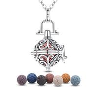 EUDORA Harmony Ball Colgante Aromaterapia Mujer Difusor de Aroma, Piedra Volcánica Collar de Difusor de Aceite Esencial de Aromaterapia joyería Perfume Camafeo Jaula Bola de Lava 7pcs