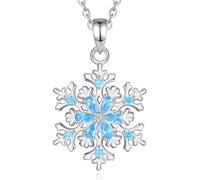 EUDORA Harmony Ball Colgante Copo de Nieve Plata de Ley 925 Con Azul Circonita Cúbica Collar de Copo de Nieve Invierno Joyería Viernes Negro Regalo para Mujer Madre Mama Hija, 18"