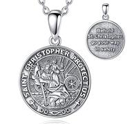 EUDORA Harmony Ball Colgante de San Cristóbal para Mujer Plata de Ley 925, Colgante Religioso Saint Christopher, Collar de Santo Patrono Protector Viajeros, Regalos Originales para Mujer Hombre, 20"