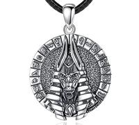 EUDORA Harmony Ball Collar Anubis para Mujer Hombre Plata de Ley 925, Amuleto Colgantes Egipto Anubis Collares para Creyente Cristiano, Vintage Egypt Runes Joyería Regalo para Mujer Hombre, 61CM