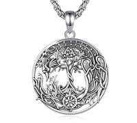 EUDORA Harmony Ball Collar Árbol de la vida del Fénix para Mujer Hombre Plata de Ley 925,Vintage Mitología Nórdica Colgantes Runas vikingas Yggdrasil Joyería Vikingo Regalo para Mujer Hombre, 22"+2"