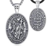 EUDORA Harmony Ball Collar Arcángel Gabriel para Mujer Hombre Plata de Ley 925, Amuleto Medalla de San Gabriel Colgante Vintage St. Gabriel Cristiano Islam Joyería Regalo para Padre Madre,61CM+51CM