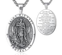 EUDORA Harmony Ball Collar Arcángel San Miguel Plata de Ley 925 para Mujer Hombre, Colgante Medalla Arcángel San Miguel Para Protección Religión Joyería Regalo Original para Hombre Madre Padre,22"+2"