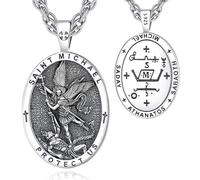 EUDORA Harmony Ball Collar Arcángel San Miguel Plata de Ley 925 para Mujer Hombre, Colgante Medalla Arcángel San Miguel Para Protección Religión Joyería Regalo Original para Hombre Padre Madre, 22"+2"