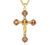 EUDORA Harmony Ball Collar Crucifijo Cruz para Mujer Hombre Plata Pura con Baño de Oro de 18K, Vistoso Colgante Jesús Cruz Crucifijo Religión Joyería Creencia Regalo para Padre Madre, 22"+2"