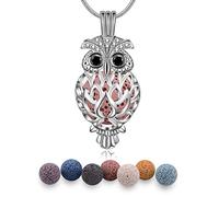 EUDORA Harmony Ball Collar de Aromaterapia para Mujer Azul Colgante Difusor de Aromaterapia, Colgante de Aaromaterapia Collar de Bola de Lava 7pcs, Collar de Aceite Esencial para Mujer, 24"