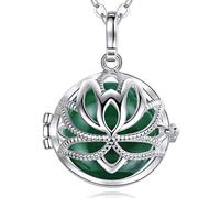 EUDORA Harmony Ball Collar de bola de embarazo con colgante de loto yoga con música que desean campanilla de bola para mujer madre bebé Hermoso regalo de joyería, cadena de 114 cm y 76 cm, Metal, sin