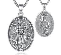 EUDORA Harmony Ball Collar de Diosa Griega Perséfone Plata de Ley 925 para Mujer, Colgante Perséfone Diosa Griega de la Primavera y la Vegetación del Inframundo Joyería Regalo para Mujer, 20"+2"