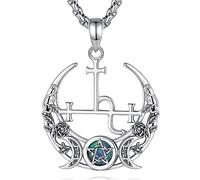 EUDORA Harmony Ball Collar de Sello de Lilith Luna para Mujer Plata de Ley 925, Vintage Lilith Witcher Collars Wicca Colgante Runas Joyería Amuleto de la Suerte Regalo para Mujer, 50CM