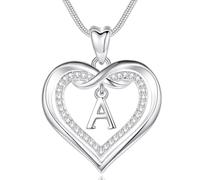 EUDORA Harmony Ball Collar del Nombre Inicial A de Corazón para Mujer, Colgantes Inicial Collares A Alfabeto, Plateado Joyería con Letras Original Regalo para Mujer Madre Hija Hermanas Niña, 50,8CM