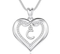 EUDORA Harmony Ball Collar del Nombre Inicial C de Corazón para Mujer, Colgantes Inicial Collares C Alfabeto, Plateado Joyería con Letras Original Regalo para Mujer Madre Hija Hermanas Niña, 50,8CM