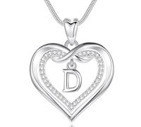 EUDORA Harmony Ball Collar del Nombre Inicial D de Corazón para Mujer, Colgantes Inicial Collares D Alfabeto, Plateado Joyería con Letras Original Regalo para Mujer Madre Hija Hermanas Niña, 50,8CM