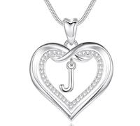 EUDORA Harmony Ball Collar del Nombre Inicial de Corazón para Mujer, Colgantes Inicial Collares A-Z Alfabeto, Plateado Joyería con Letras Original Regalo para Mujer Madre Hija Hermanas Niña, 50,8CM