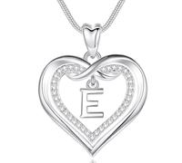 EUDORA Harmony Ball Collar del Nombre Inicial E de Corazón para Mujer, Colgantes Inicial Collares E Alfabeto, Plateado Joyería con Letras Original Regalo para Mujer Madre Hija Hermanas Niña, 50,8CM