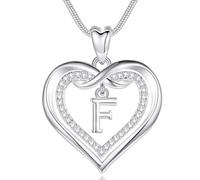 EUDORA Harmony Ball Collar del Nombre Inicial F de Corazón para Mujer, Colgantes Inicial Collares F Alfabeto, Plateado Joyería con Letras Original Regalo para Mujer Madre Hija Hermanas Niña, 50,8CM