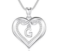 EUDORA Harmony Ball Collar del Nombre Inicial G de Corazón para Mujer, Colgantes Inicial Collares G Alfabeto, Plateado Joyería con Letras Original Regalo para Mujer Madre Hija Hermanas Niña, 50,8CM