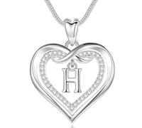 EUDORA Harmony Ball Collar del Nombre Inicial H de Corazón para Mujer, Colgantes Inicial Collares H Alfabeto, Plateado Joyería con Letras Original Regalo para Mujer Madre Hija Hermanas Niña, 50,8CM