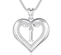 EUDORA Harmony Ball Collar del Nombre Inicial I de Corazón para Mujer, Colgantes Inicial Collares I Alfabeto, Plateado Joyería con Letras Original Regalo para Mujer Madre Hija Hermanas Niña, 50,8CM
