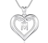 EUDORA Harmony Ball Collar del Nombre Inicial M de Corazón para Mujer, Colgantes Inicial Collares M Alfabeto, Plateado Joyería con Letras Original Regalo para Mujer Madre Hija Hermanas Niña, 50,8CM