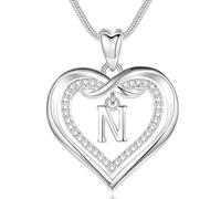 EUDORA Harmony Ball Collar del Nombre Inicial N de Corazón para Mujer, Colgantes Inicial Collares N Alfabeto, Plateado Joyería con Letras Original Regalo para Mujer Madre Hija Hermanas Niña, 50,8CM