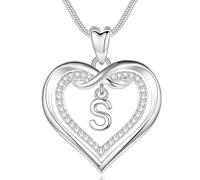 EUDORA Harmony Ball Collar del Nombre Inicial S de Corazón para Mujer, Colgantes Inicial Collares S Alfabeto, Plateado Joyería con Letras Original Regalo para Mujer Madre Hija Hermanas Niña, 50,8CM